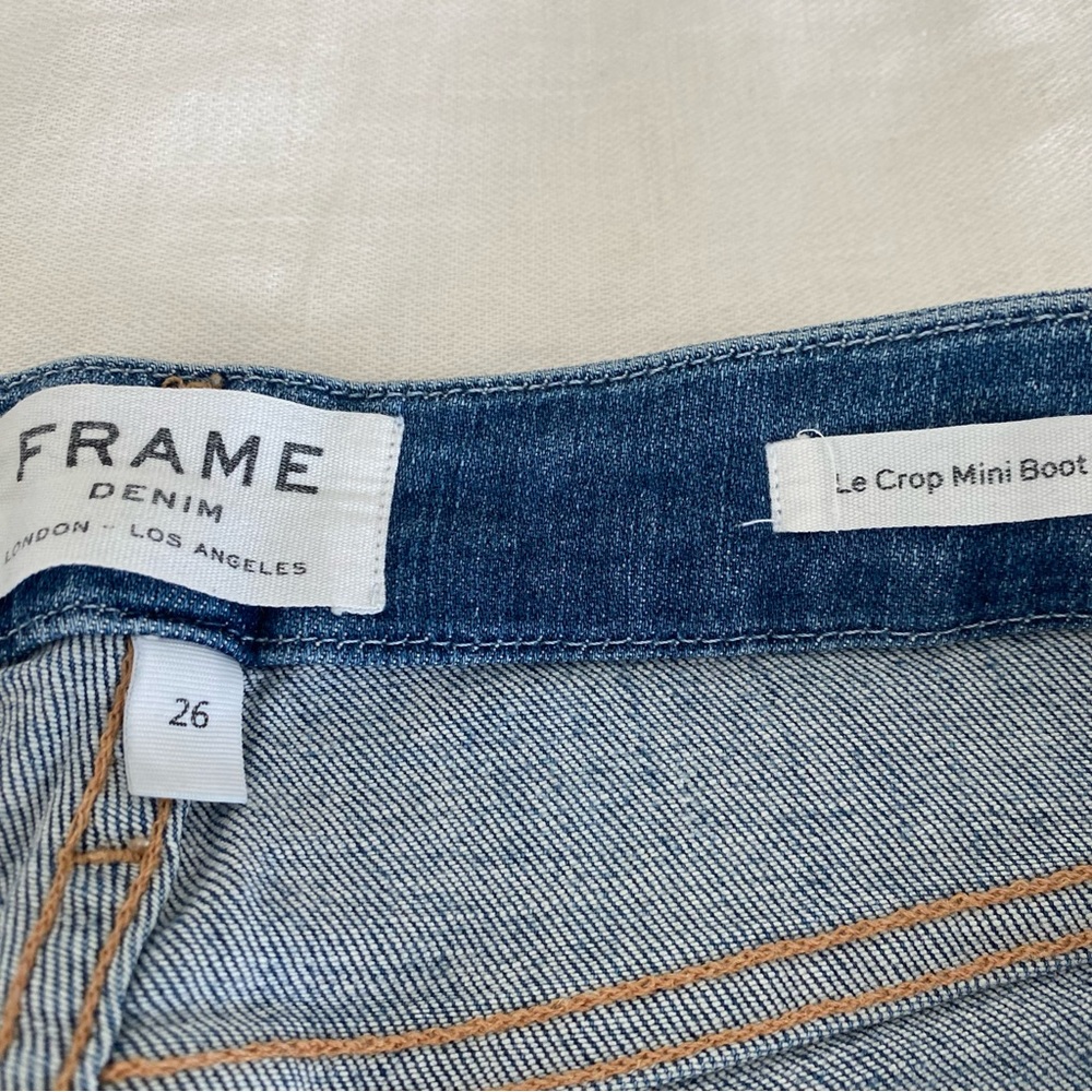 Frame Designer Jean Le Crop Mini Boot Size 26 Rip… - image 3